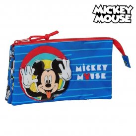Tredobbelt bæretaske Mickey Mouse Me time Rød Blå 22 x 12 x 3 cm