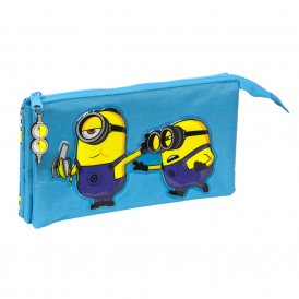 Tredobbelt bæretaske Minions Minionstatic Blå (22 x 12 x 3 cm)