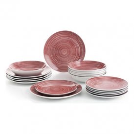Spisestel Quid Monaco (18 pcs) Keramik Pink Laksefarvet Stentøj 18 Dele