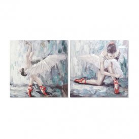 Maleri DKD Home Decor Ballet ballerina (2 pcs) (100 x 3 x 100 cm)