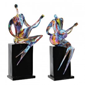 Dekorativ figur DKD Home Decor RF-181549 31 x 18 x 51,5 cm Sort Harpiks Multifarvet Musiker