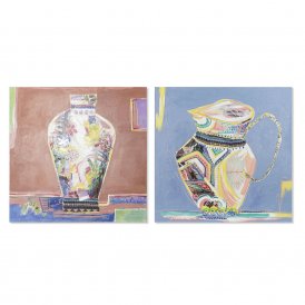 Maleri DKD Home Decor Lærred 80 x 2,8 x 80 cm Vase Moderne (2 enheder)