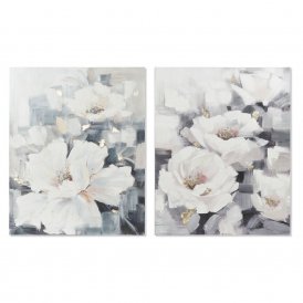 Maleri DKD Home Decor Lærred 80 x 3,5 x 100 cm Cvetlice Shabby Chic (2 enheder)