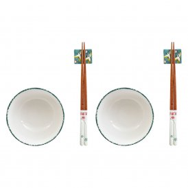Sushi-sæt DKD Home Decor 25 x 25 x 6,5 cm Porcelæn Træ Hvid Grøn Orientalsk (6 Dele) (25 x 25 x 6,5 cm) (6 pcs)