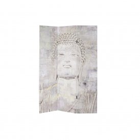 Sammenfoldelig skærm DKD Home Decor Buddha Lærred Fyrretræ (120 x 2 x 180 cm)