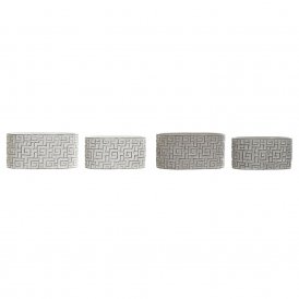 Grydesæt DKD Home Decor ‎S3023993 Grå Cement Hvid Moderne Geometri (23 x 12,5 x 11 cm) (2 enheder)