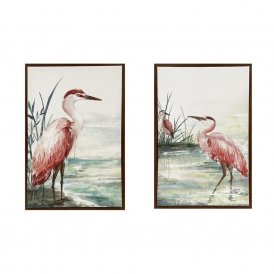 Maleri DKD Home Decor Ptica Orientalsk (37 x 3 x 57 cm) (2 enheder)