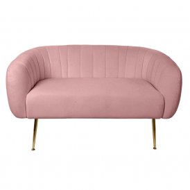 Sofa DKD Home Decor Skum Pink Gylden Metal Træ Polyester (129 x 75 x 73 cm)