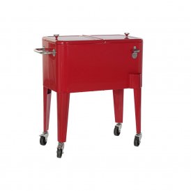 Køleskab DKD Home Decor Rød Med hjul Stål PP (56 L) (74 x 43 x 80 cm)
