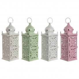 Home ESPRIT Laantarn Home ESPRIT Hvid Grøn rosa Jern Orientalsk 10 x 10 x 30 cm (4 enheder)