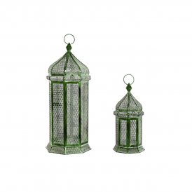 Home ESPRIT Lanterner Home ESPRIT Grøn Metal Orientalsk 23 x 23 x 57 cm (2 Dele)