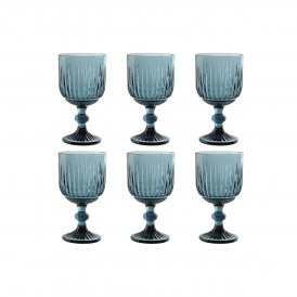 Home ESPRIT Sæt med glas Home ESPRIT Blå Krystal 8,8 x 8,8 x 16,3 cm (6 enheder)