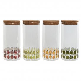 Home ESPRIT Blik Home ESPRIT Gul Grøn Natur Kork Silikone Borosilikatglas Shabby Chic 1,4 L (4 enheder)