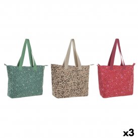 Håndtasker til damer Home ESPRIT Brun Grøn Pink 55 x 14 x 35 cm (3 enheder)