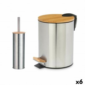Berilo Conjunto de Banho Berilo Sølvfarvet Bambus Rustfrit stål polypropylen 25 x 28 x 20 cm 28,5 x 28 x 18 cm 2 Dele (6 enheder