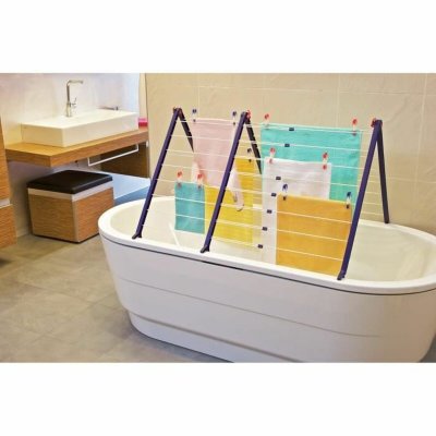 Leifheit Tørrestativ Leifheit Bathtub Dryer Pegasus V 133 x 66,5 cm Blå Hvid Metal