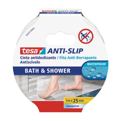 Selvklæbende bånd TESA Anti slip bath & shower 5mx25mm Anti-Skrid Gennemsigtig PVC (1 Dele)