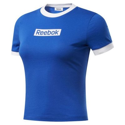 Kortærmet T-shirt til Kvinder Reebok Essentials Linear Logo Blå