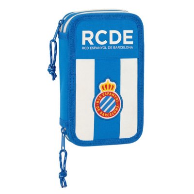 RCD Espanyol Dobbelt penalhus RCD Espanyol Blå Hvid 12.5 x 19.5 x 4 cm (28 Dele)