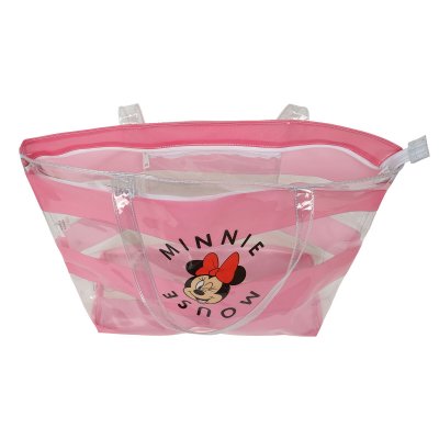 Håndtasker til damer Minnie Mouse Beach Pink Gennemsigtig