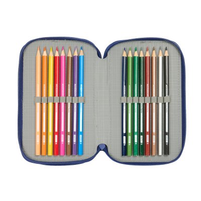 Tredobbelt Penalhus F.C. Barcelona Marineblå 12,5 x 19,5 x 5,5 cm 37 Dele