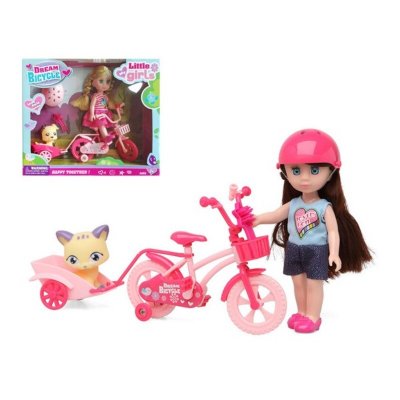 Dukke med kæledyr Dream Bicycle Pink