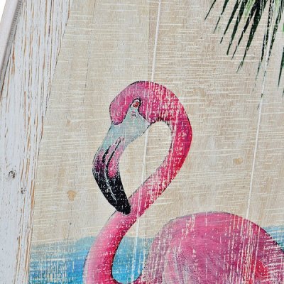 Dekodonia Vægdekoration DKD Home Decor Træ Lyserød flamengo Tropisk