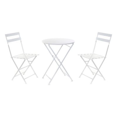 Spisebordsæt med 2 stole DKD Home Decor Hvid 80 cm 60 x 60 x 70 cm (3 pcs)