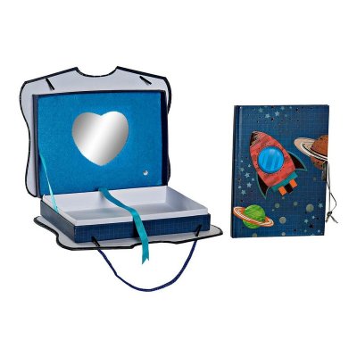 DKD Home Decor Dagbog med tilbehør DKD Home Decor Blå 23 x 5 x 18,3 cm