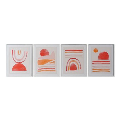 Maleri DKD Home Decor Pastel Rainbow Abstrakt Moderne (40 x 2,5 x 50 cm) (4 enheder)