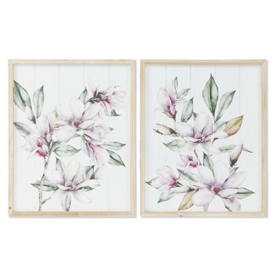 Maleri DKD Home Decor Cvetlice Floral Shabby Chic 48 x 2 x 60 cm (2 enheder)