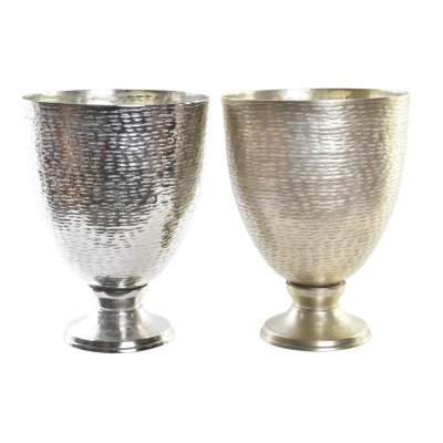 Vase DKD Home Decor Gylden Vinglas Champagne Sølvfarvet Aluminium Moderne 22 x 22 x 29 cm (2 enheder)