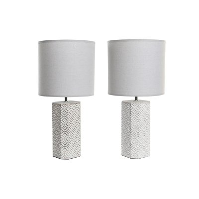 Bordlampe DKD Home Decor 26 x 26 x 53 cm Gylden Cement Kobber Hvid 220 V 50 W (2 enheder)