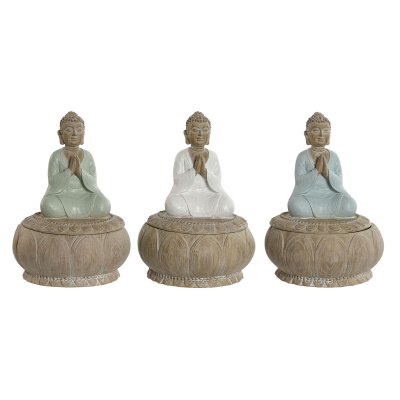 Home ESPRIT Dekorativ figur Home ESPRIT Hvid Grøn Turkisblå Orientalsk 11 x 11 x 15 cm (3 enheder)