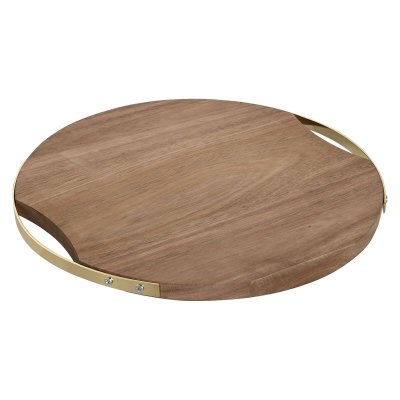 Home ESPRIT Skærebræt Home ESPRIT Gylden Natur Metal Akacie 32,3 x 31,3 x 1,4 cm
