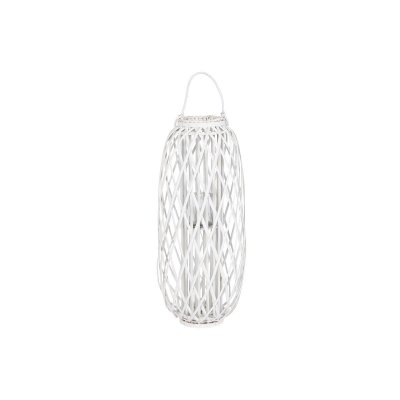 Home ESPRIT Lyseholder Home ESPRIT Hvid flet Krystal 34 x 34 x 80 cm