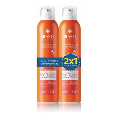 Krop solcreme spray Rilastil Sun System Spray Transparente 200 ml x 2 SPF 50+ 2 Dele