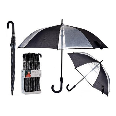 Paraply Sort Gennemsigtig Metal Klæde Plastik (96 x 96 x 84,5 cm)