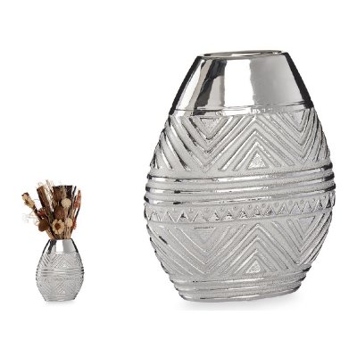 Vase Bredde Keramik Sølvfarvet (9,8 x 26,5 x 22 cm)