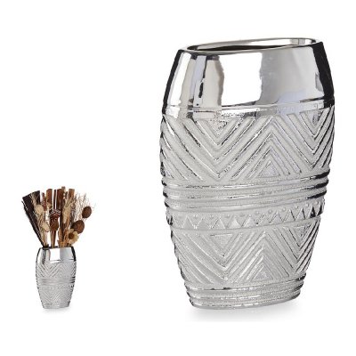 Vase Bredde Keramik Sølvfarvet (9,5 x 26,5 x 19,5 cm)