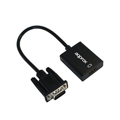 VGA til HDMI-adapter med lyd approx! APPC25 3,5 mm Micro USB 20 cm 720p/1080i/1080p Sort