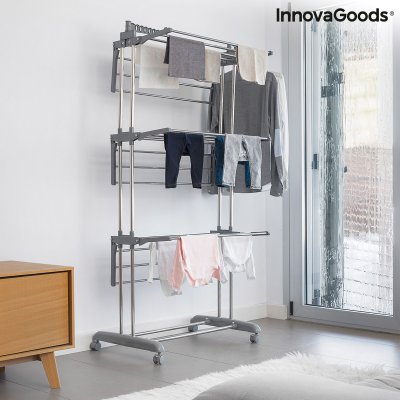 InnovaGoods Foldbart lodret tørrestativ med hjul Folver InnovaGoods 24 Stænger