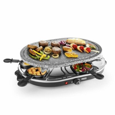 Princess Raclette Princess 8 Oval Stone Grill Party Sort Grå