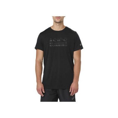 Kortærmet T-shirt til Mænd Asics GRAPHIC SS TOP Sort (Storlek: XL)