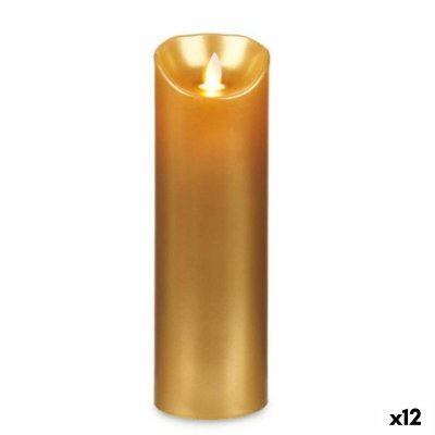 Stearinlys LED Gylden 8 x 8 x 25 cm (12 enheder)